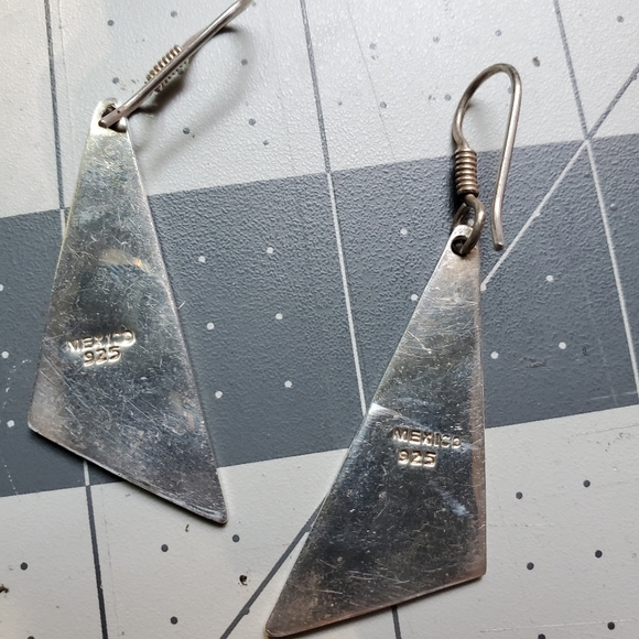 925 Sterling Colorful Scenic Inlay Dangle Earrings - Picture 4 of 5